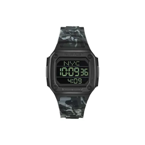 PHILIPP PLEIN Наручные часы Кварцевый механизм Силиконовый ремешок 43 мм Черный циферблат Мужские часы