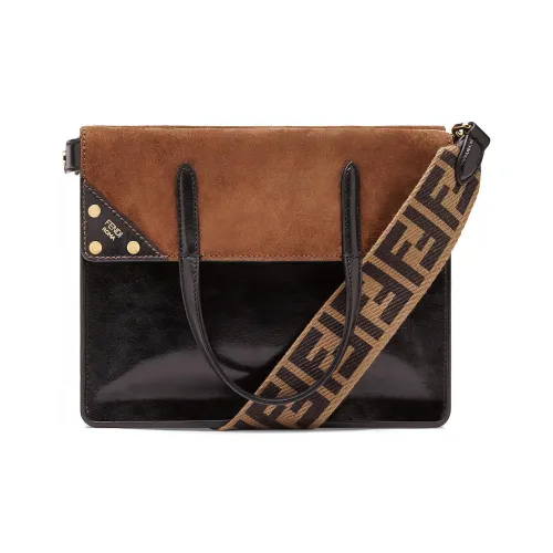 FENDI Lambskin Patchwork Suede Tote Bag Shopping Bag Crossbody Bag Shoulder Bag Bag Medium Women's Black