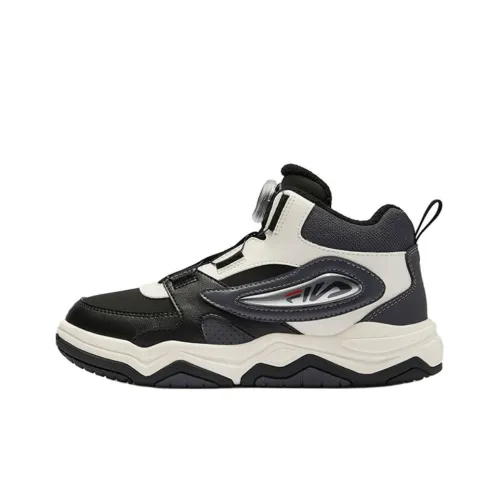 FILA KIDS BOA Slip-resistant Abrasion-resistant MID Топ Детские Скейтбординги Черный Белый Подростки
