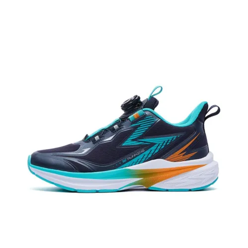 361°KIDS Rain Screen Series Детские беговые кроссовки Низкий Топ Deep Каменный Синий/Time Зеленый/Электро Оранжевый Школьный возраст