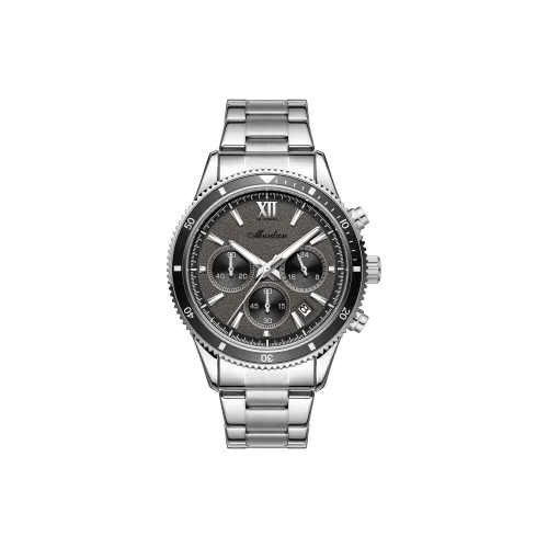 MESDUN Кварцевый механизм ремешок из нержавеющей стали мужские часы серый циферблат