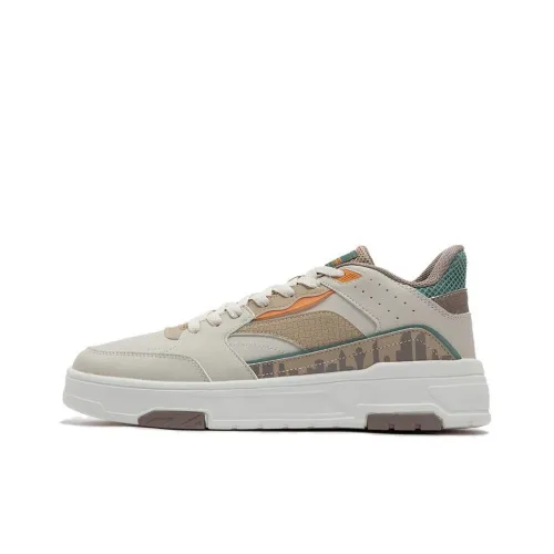 361° Slip-resistant Abrasion-resistant Low-top Skateboard Shoes Men's Beige Brown