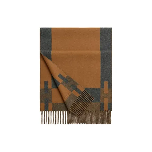 HERMES Кашемир Вязаные Шарфы Мужской CAMEL Средне-Серый