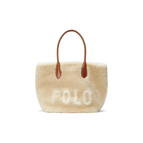 Ralph Lauren Sheepskin Tote Bag Shopping Bag Tote Bag Medium Women's Cream Leather Brown
