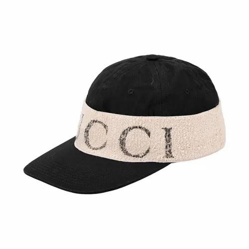 GUCCI Logo Хлопок Кепки Унисекс Черный Белый