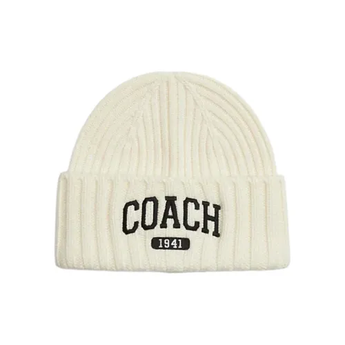 COACH Овечья шерсть Шапки-бини Женские Белые