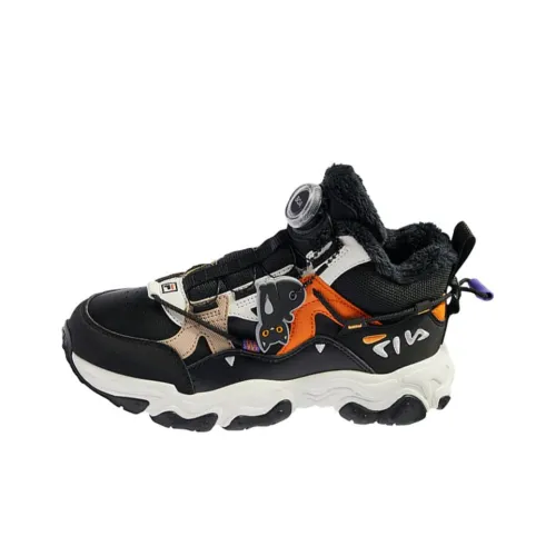 FILA KIDS BOA Противоскользящий Износостойкий Термический MID Топ Детские Лайфстайл Обувь Черный Белый Подростки