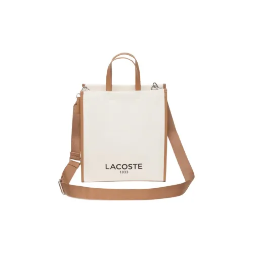 LACOSTE Хлопок Тоут Сумка Сумка для покупок Сумка через плечо Сумка Женская Бежевая и Коричневая