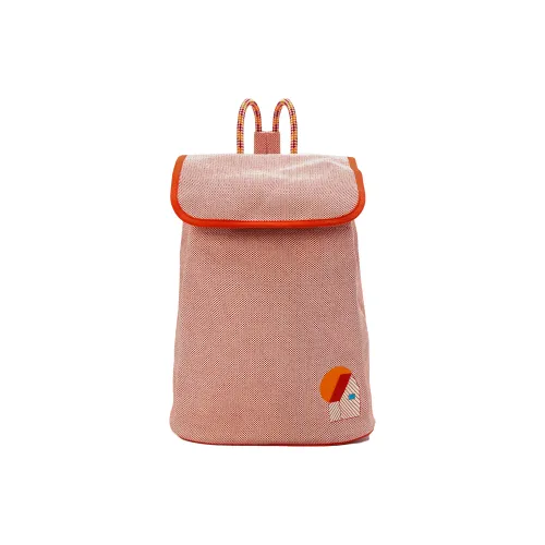 HERMES Холст Рюкзак Женские Оранжевый Ягодный Красный