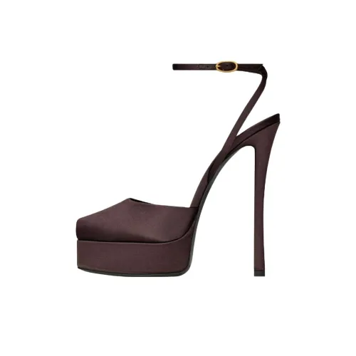 SAINT LAURENT LA Scandale One Ремень Сандалии 13,5 см Женские Кофейные