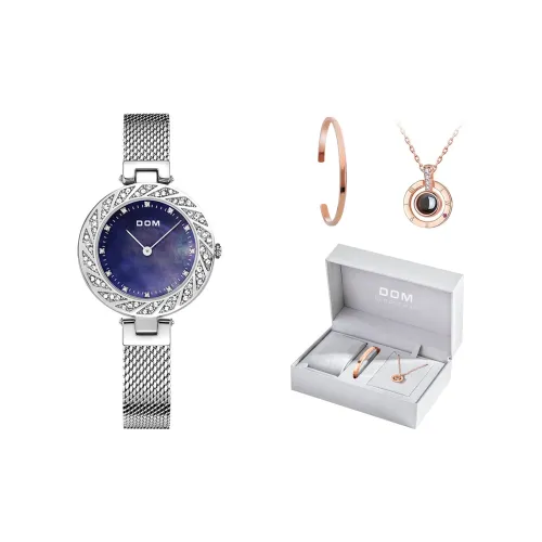 DOM Кварцевый механизм Часы Женские Синий циферблат