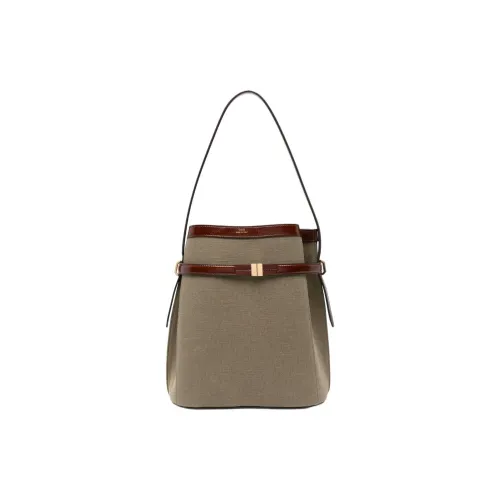 TOTEME Хлопковая ведрообразная сумка сумка через плечо женская зеленая