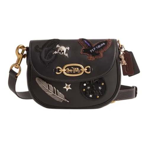 COACH Харлей Кожа Сумка через плечо Женская Латунь и Черный