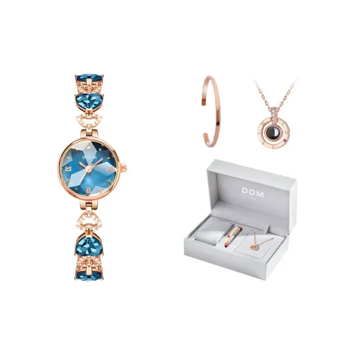 DOM Кварцевый механизм Часы Женские Синий циферблат