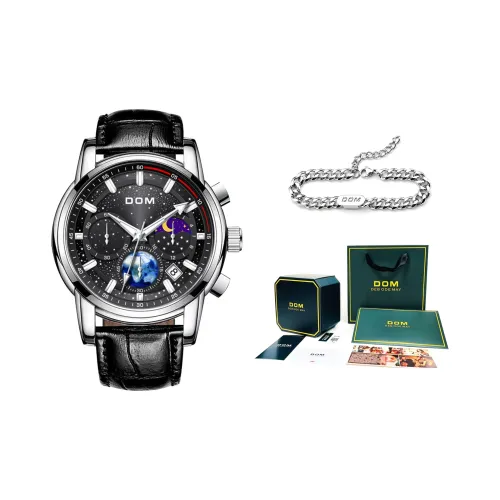 DOM Кварцевый механизм Мужские часы Черный циферблат