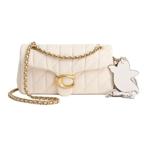 COACH Nappa Мягкая кожа Сумка через плечо Маленькая Женская Латунь и Мел