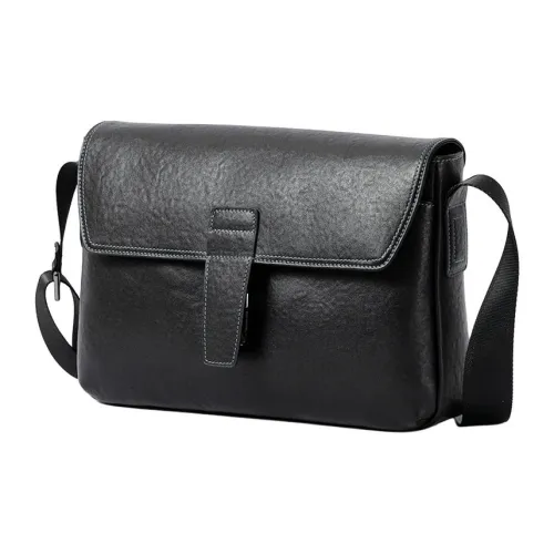 DOSRFINI Коровья кожа Модный Crossbody Сумка Сумка через плечо Стандартная Мужская Черная