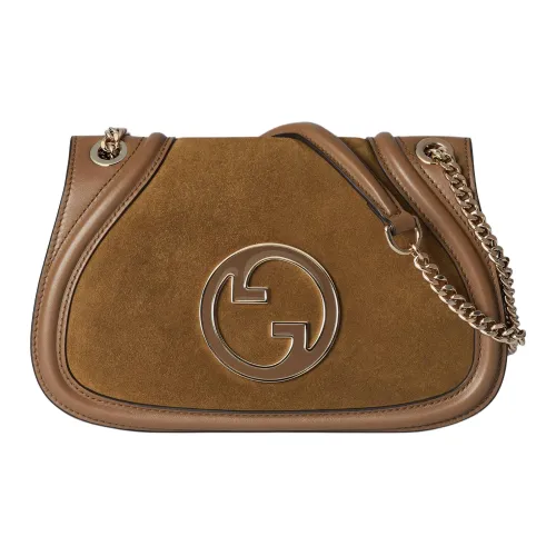 GUCCI Blondie Замшевая сумка через плечо маленькая женская светло-коричневая