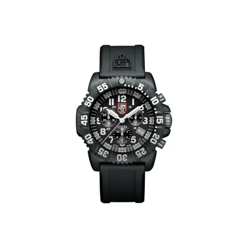 LUMINOX Кварцевый механизм Мужские часы Часы 44 мм Черный циферблат Углеродное волокно Чехол для часов Резиновый ремешок