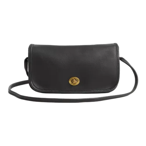 COACH Dinky Перчаточная дубленая кожа Сумка через плечо Средняя Женская Черная