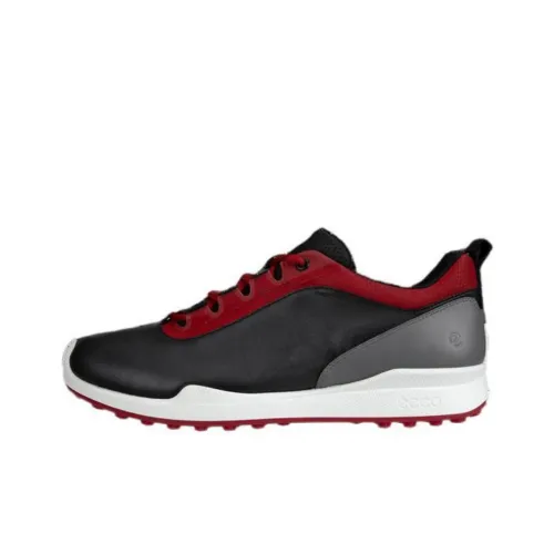Ecco Golf Biom Hybrid Slip-resistant Abrasion-resistant Low Top Golf Shoes Men's Black Red Ecco Golf Biom Hybrid Противоскользящая Устойчивая к истиранию Низкий Топ Обувь для гольфа Мужская Черная Красная