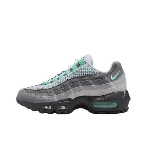 Nike Air Max 95 Детская Повседневная Обувь Низкий Топ Белый Серый Зеленый Школьный