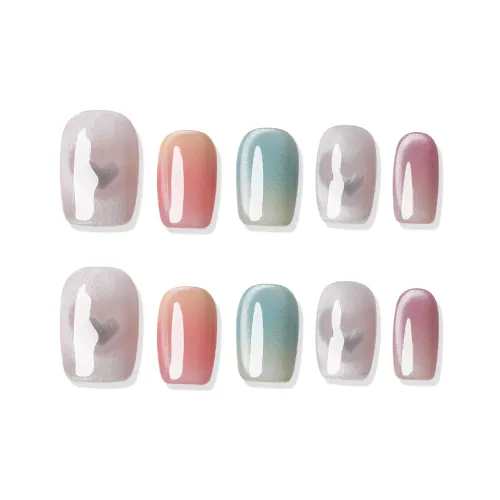 QUIET MOON Dreamy Phantom Premium White Niche Luxury False Nail Short LADDER