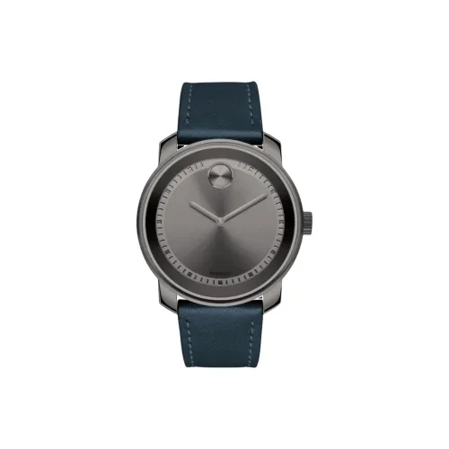 MOVADO Кварцевый механизм Мужские часы Часы 43 мм Серый циферблат Корпус из нержавеющей стали Кожаный ремешок