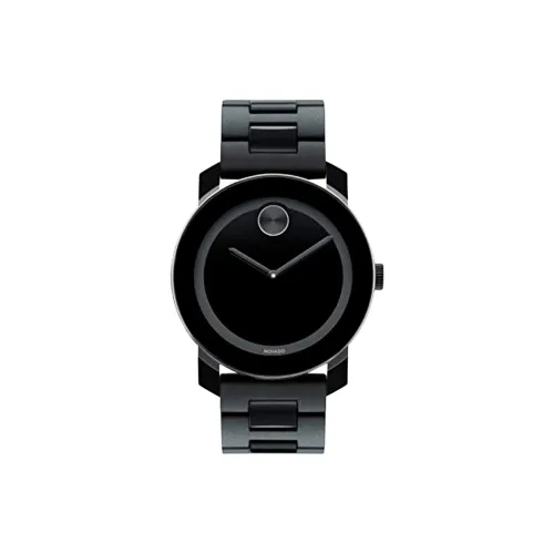 MOVADO Кварцевый механизм Мужские часы Часы 42 мм Черный циферблат Корпус из нержавеющей стали Ремешок из нержавеющей стали