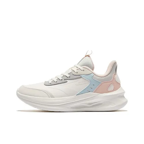 Erke Ling Yue 2,0 Устойчивый к истиранию Термический Низкий Топ Повседневные Беговые кроссовки Женские Микрокристаллический Белый Дикий Серый