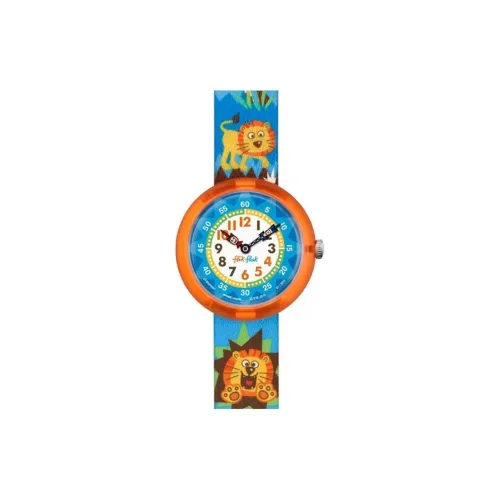 SWATCH Flik Flak Feifei Series Кварцевый механизм Детские часы 30 мм Синий циферблат Пластиковый корпус Часы Тканевый ремешок