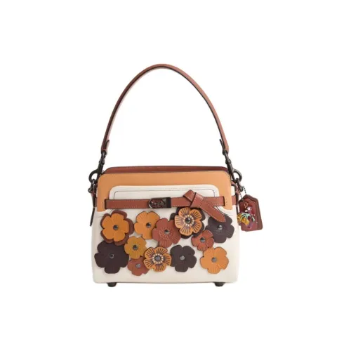 COACH Tate Дубленая кожа Одно плечо Сумка Средний размер Женский Олово и Меловый разноцветный