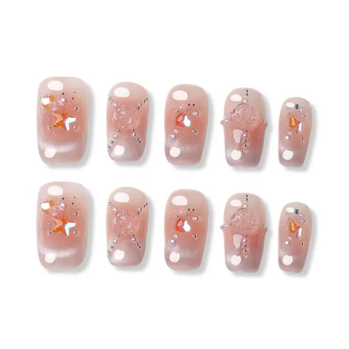 QUIET MOON Цветочное великолепие Premium Soft Эксклюзивный Осветляющий Handcrafted False Nail