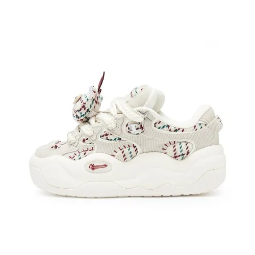 Champion Christmas Collection Cloud Demon Cloud Monster Skateboard Shoes Women's Oatmeal Milk White