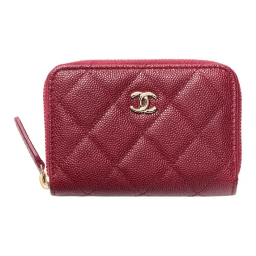 CHANEL 22K Осенний и Зимний Блестящий Телячья кожа Монетница Женская Бургунди