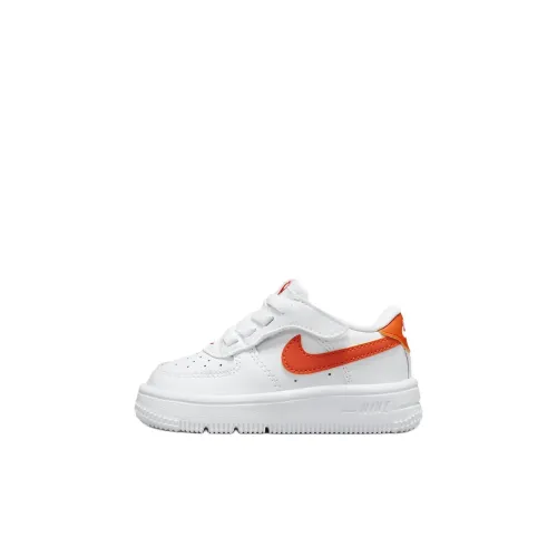 Nike Air Force 1 Slip Resistant Abrasion Resistant Низкий Топ Обувь для малышей Белый Оранжевый Infant And Toddler