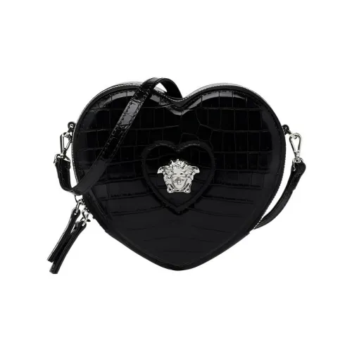 VERSACE La Medusa Корова Кожа Плечевая Сумка Мини Малыш Черный Серебряный