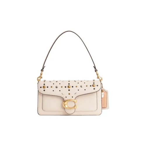 COACH Tabby Pebble Кожа Портативная Сумка через плечо Сумка на плечо Средняя Унисекс Мел Белый