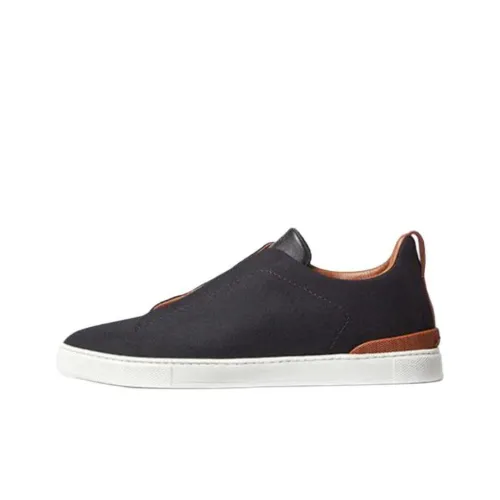 Zegna Triple Stitch Low Топ Скейтборд Кроссовки Мужские Черные