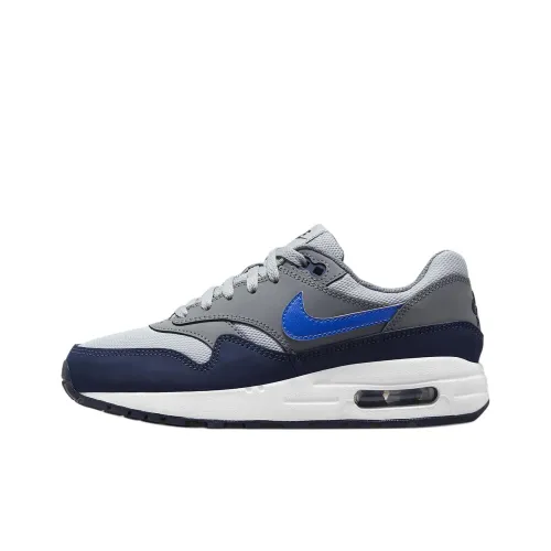 Nike Air Max 1 Low Топ Детские беговые кроссовки Серо-голубой Подростки