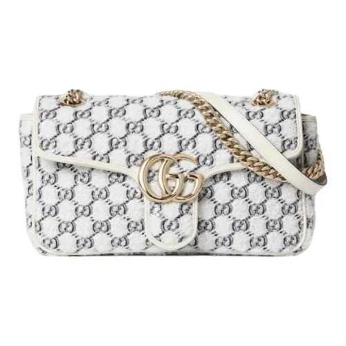 GUCCI GG Marmont Твидовая сумка через плечо маленькая белая для женщин
