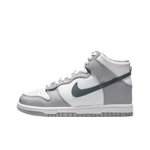 Nike Dunk High Slip Resistant Abrasion Resistant High Top Детские Скейтбординги Белый Серый Подростки