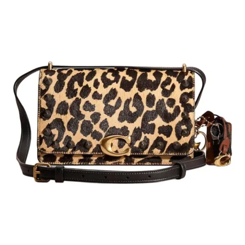 COACH Bandit Телячья кожа Сумка через плечо Сумка на плечо Женская Латунь с Леопардовым принтом