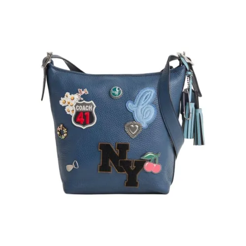 COACH Legacy Litchi Grain Leather Crossbody Bag Medium Women's Coastal Blue