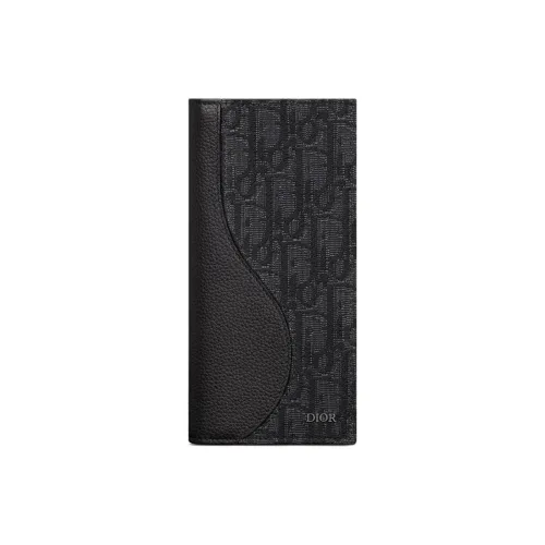 DIOR Хлопок с коровьей кожей Кошелек Унисекс Черный