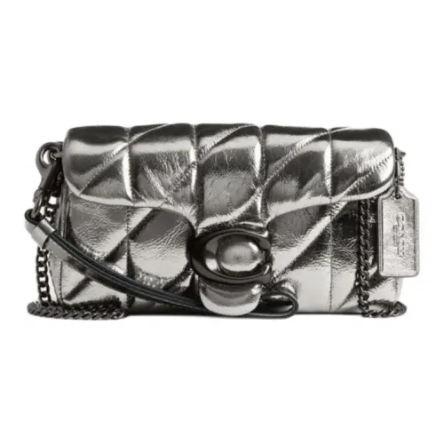 COACH Tabby Гладкая кожа Одно плечо Ручная Сумка через плечо Маленькая Женская Белая Алюминиевая с Антрацитом