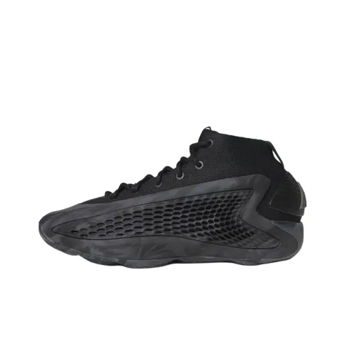 Adidas ANTHONY EDWARDS Series Slip-resistant Abrasion-resistant Low Top Children's Basketball Shoes Black Teenagers Adidas ANTHONY EDWARDS Series Противоскользящие Устойчивые к истиранию Низкие Кеды Детские Баскетбольные Кроссовки Черные Подростки