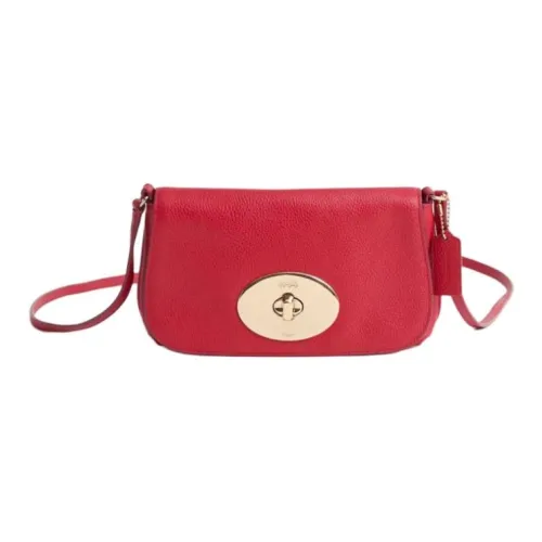 COACH Pouch Кожа Сумка через плечо Маленькая Женская Светло-золотая и Красная