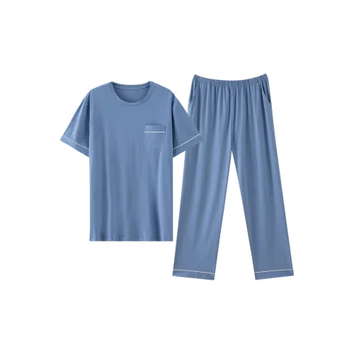 Montagut Pajama Комплект Весенний и Осенний Мужской 2 Пачки Синий