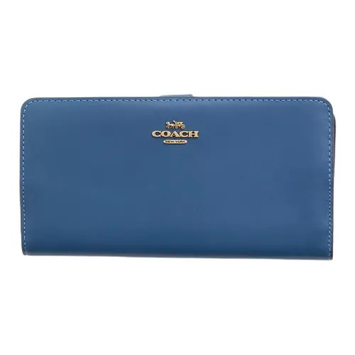 COACH Skinny Wallet Кожа Кошелек Маленький Женский Темно-синий